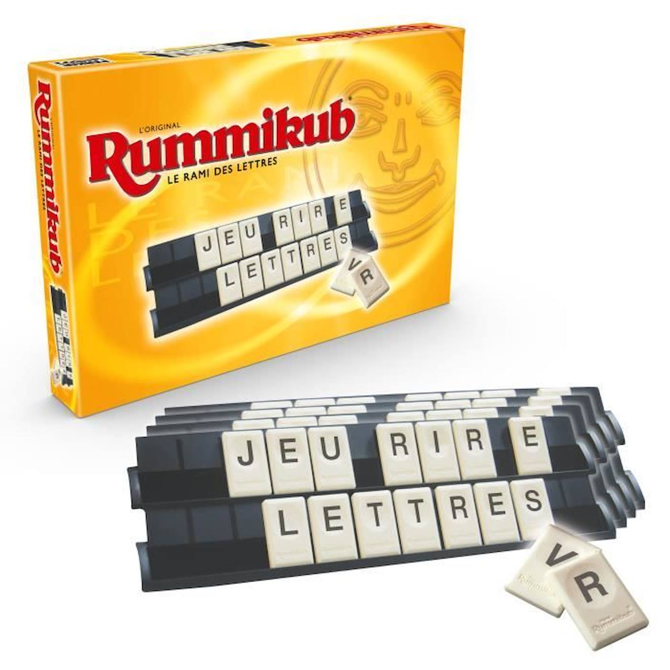RUMMIKUB - Lettres - Jeu de societe de reflexion - Jeu educatif jaune -  Hasbro Gaming