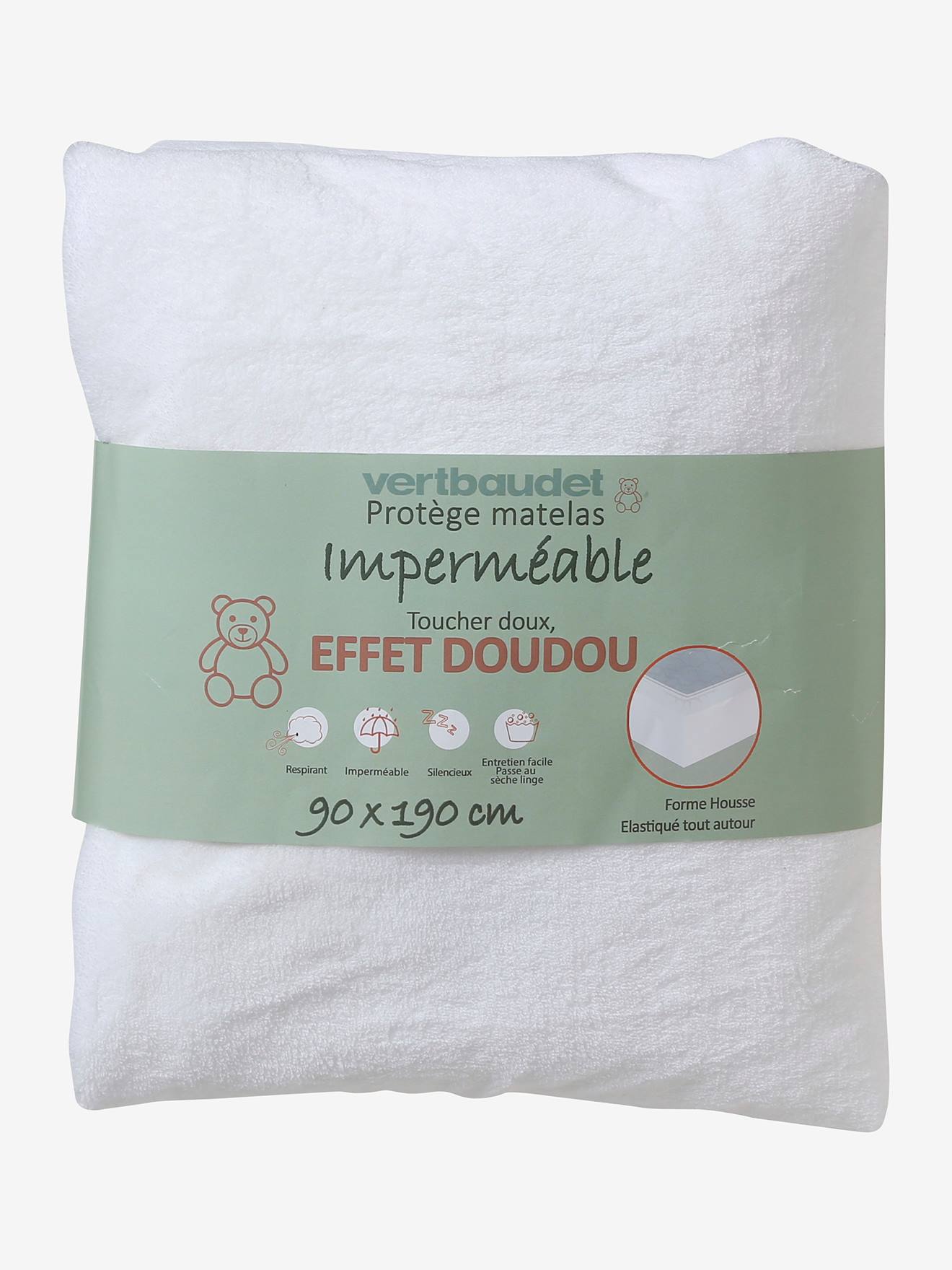 Vertbaudet - Alèse microfibre imperméable toucher doux blanc