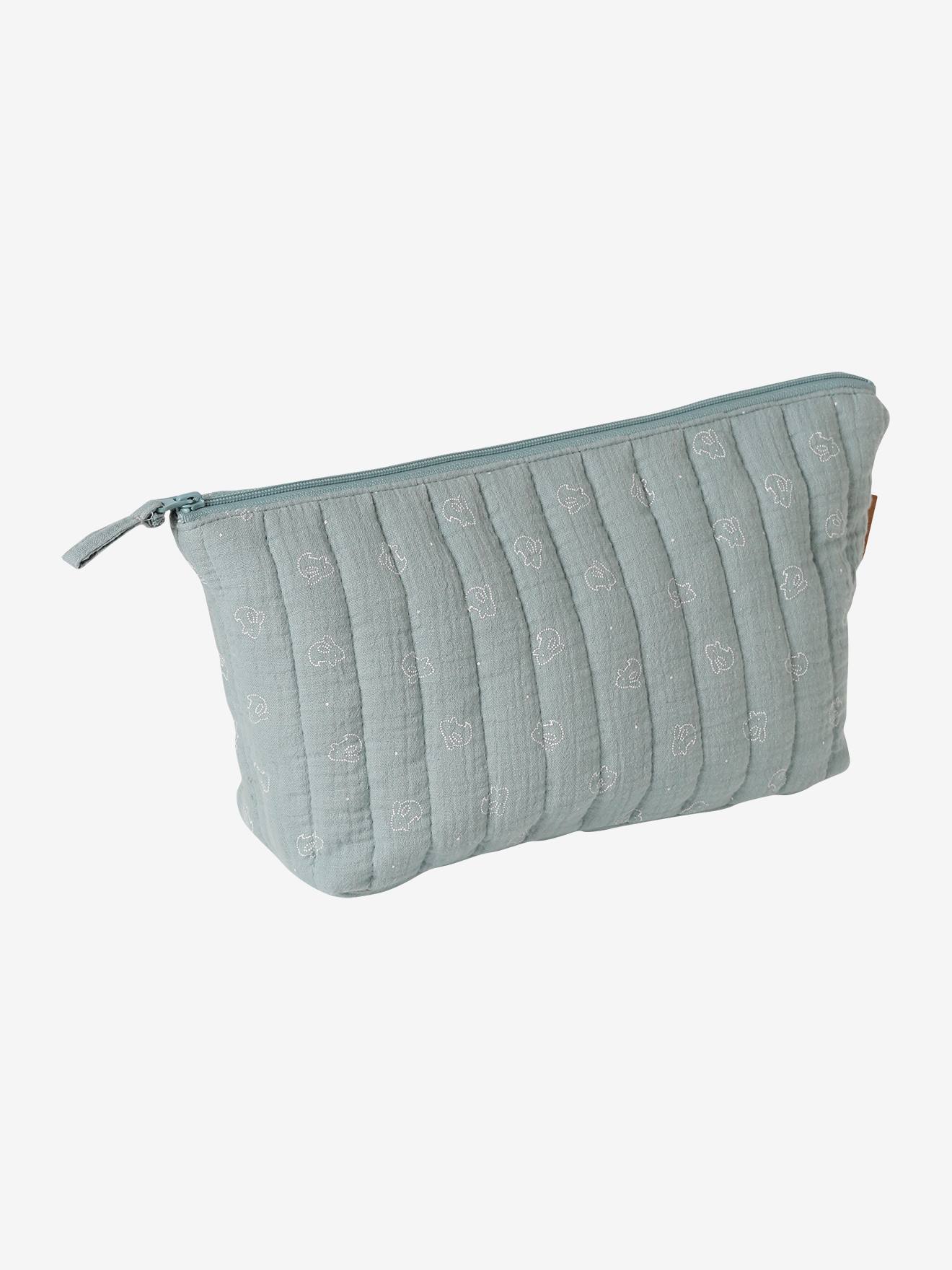 Trousse de toilette en gaze de coton Lapinou bleu grisé