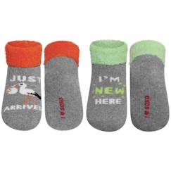 Soxo ot de 2 paires de chaussettes avec message de naissance multicolore  - vertbaudet enfant