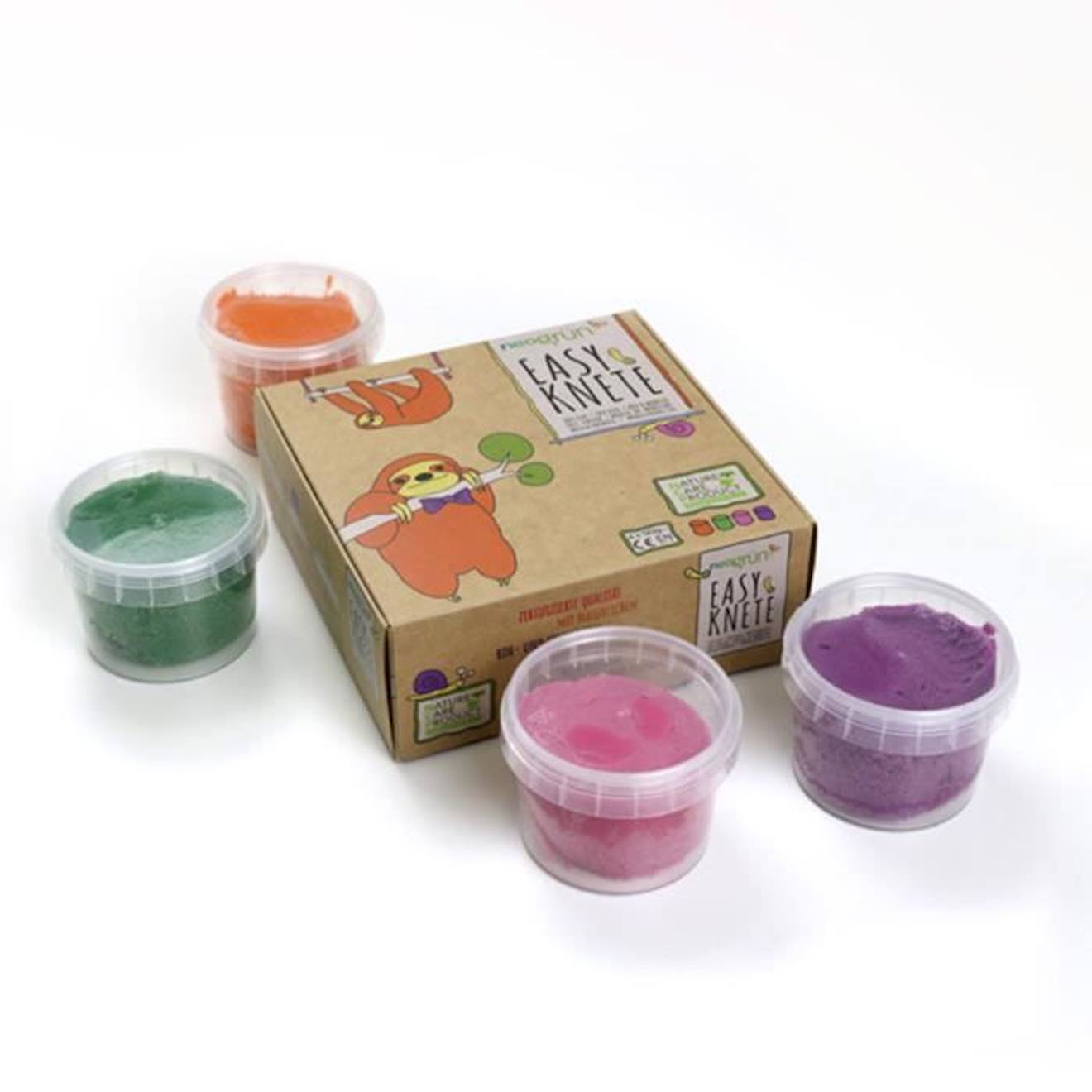 Set De Pâte À Modeler Naturelle & Vegan Bio - Loki - 4 Pots - Orange, Rose, Vert Et Violet Orange