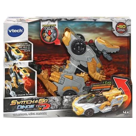 VTECH - Switch & Go Dinos - 1'Click - Vulcanion, Méga Dragon - Enfant - Pile - Marron, noir et gris BEIGE 2 - vertbaudet enfant 