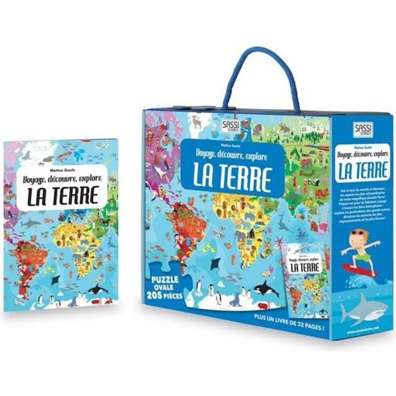 Puzzle & Livre - Voyagez - Découvrez - Explorez - La Terre Bleu