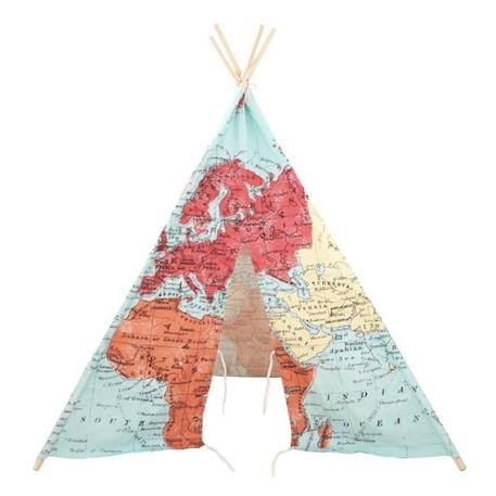 Tente Tipi pour Enfants SUNNY - Carte du monde en couleur - 120x120 cm BLANC 3 - vertbaudet enfant 