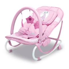 Puériculture-Transat bébé Relax Bunny Rose - ASALVO - Châssis en acier - Barre à jouets - Position fixe et bascule