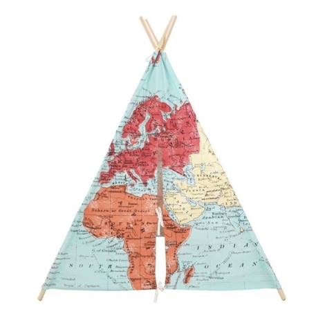 Tente Tipi pour Enfants SUNNY - Carte du monde en couleur - 120x120 cm BLANC 2 - vertbaudet enfant 