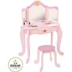 Chambre et rangement-Chambre-KidKraft - Coiffeuse Princess pour enfant en bois avec miroir et tabouret - Rose