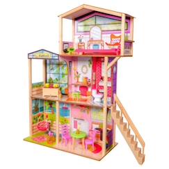 Jouet-Poupons et poupées-Poupées mannequins et accessoires-KidKraft - Maison de poupées en bois Blooming Spring Garden avec 31 accessoires inclus
