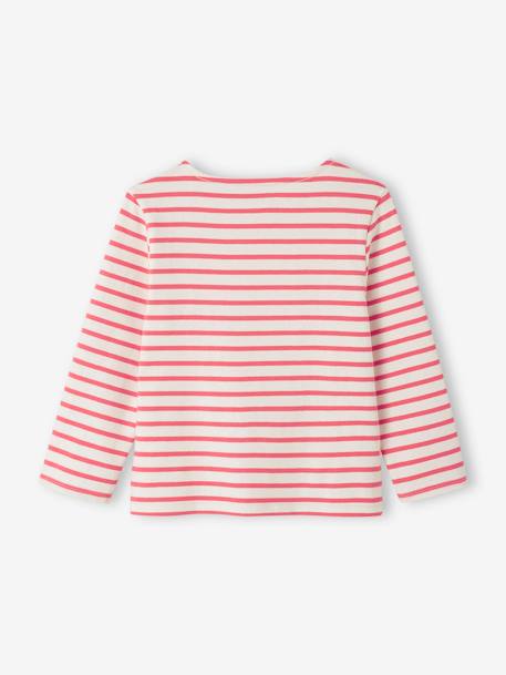 Tee-shirt marinière personnalisable effet molleton fille manches longues rayé gris+rayé rouge 9 - vertbaudet enfant 