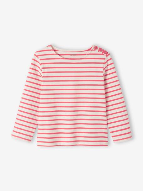 Tee-shirt marinière personnalisable effet molleton fille manches longues rayé gris+rayé rouge 8 - vertbaudet enfant 