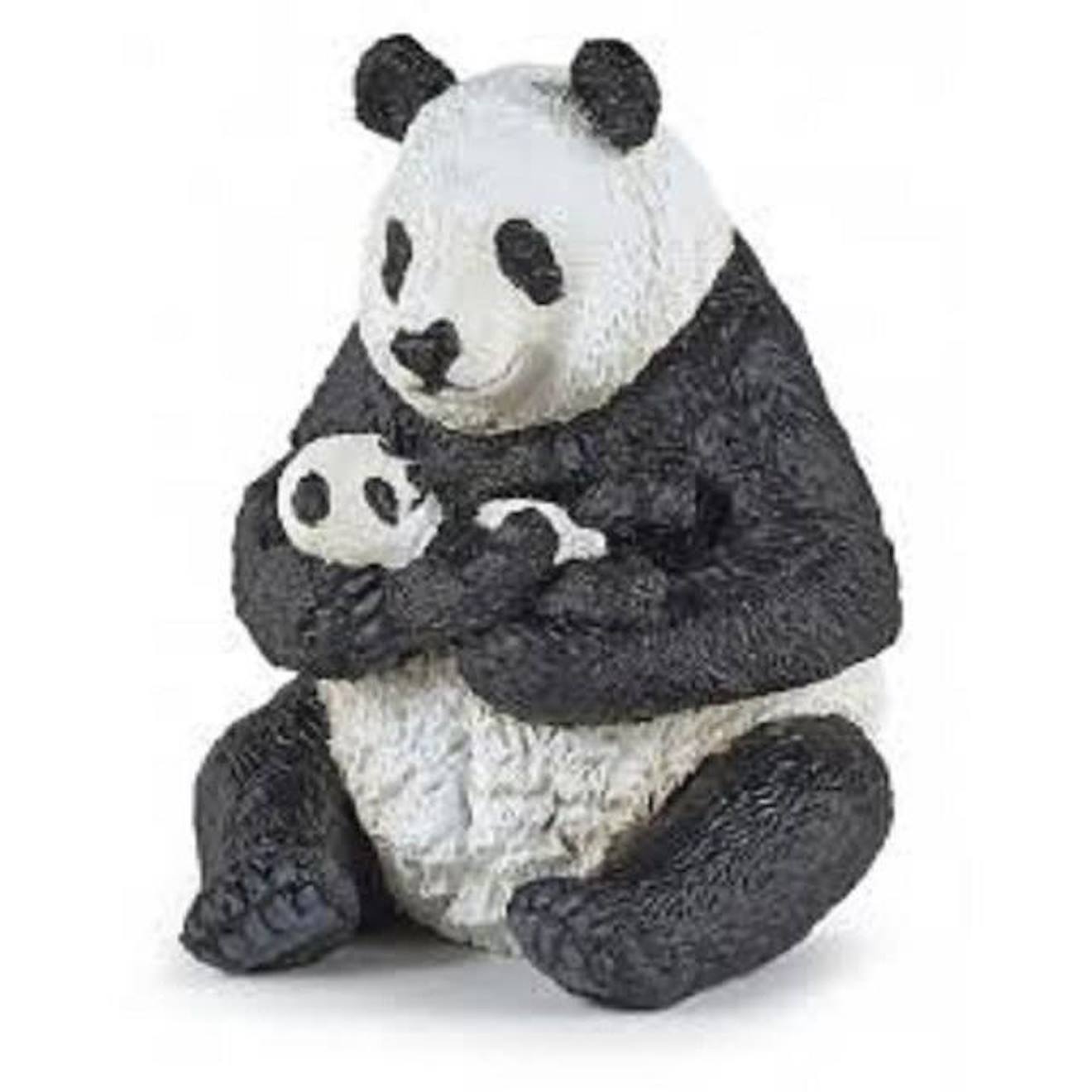 Panda Assis Et Son Bébé - Papo - 50196 Gris