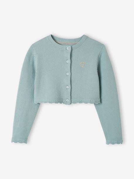 Fille-Pull, gilet, sweat-Gilet fille boléro maille pointelle cérémonie