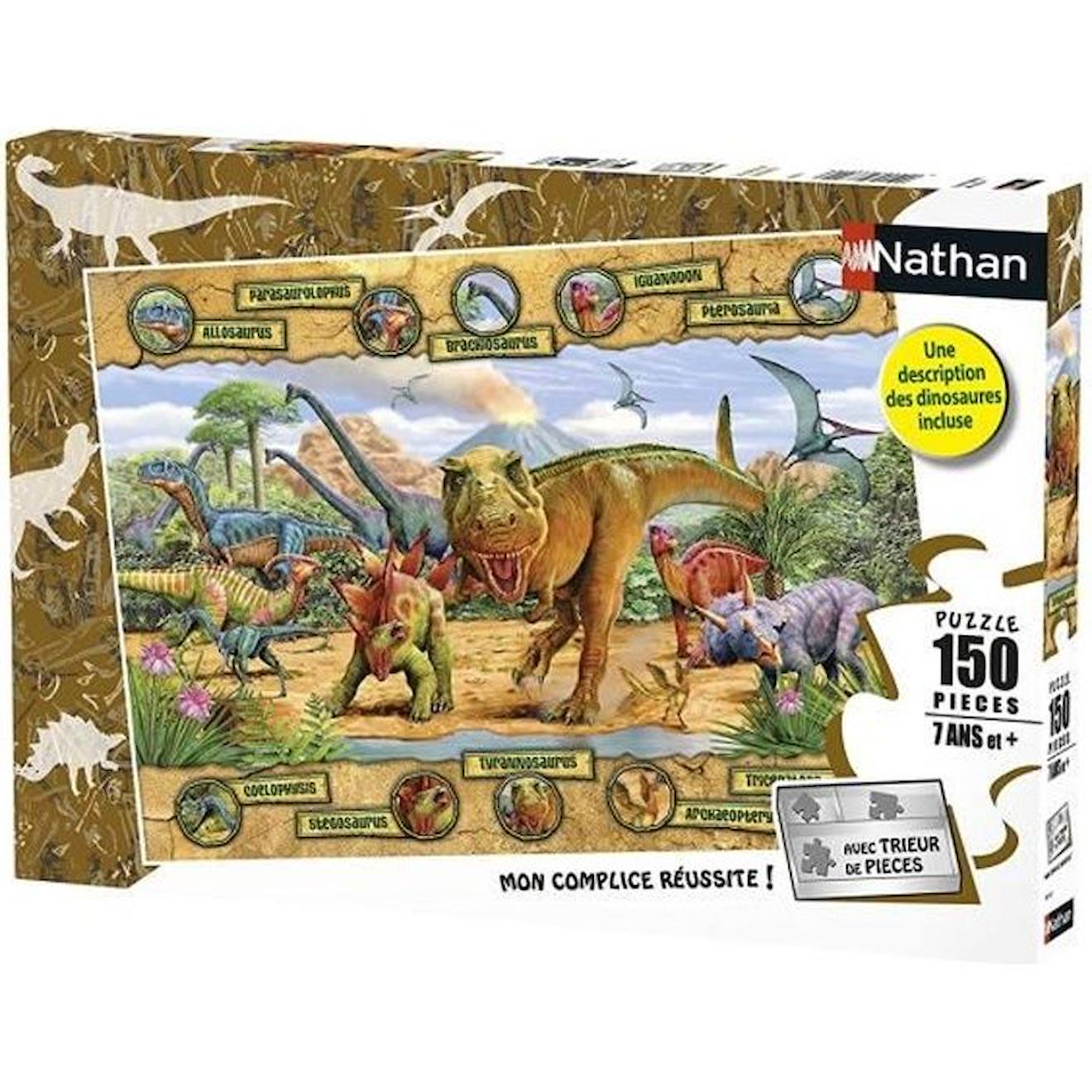 Puzzle 150 p - Les espèces de dinosaures - NATHAN - Mixte