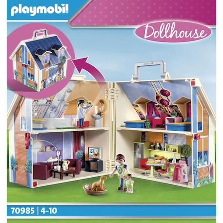 PLAYMOBIL - Maison Transportable Bleue - 3 personnages - Accessoires inclus BLEU 6 - vertbaudet enfant 