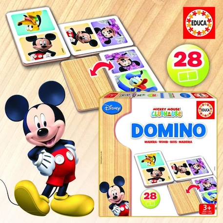 Jeu de domino en bois Mickey - EDUCA - Domino bois Mickey - Mixte - Enfant - Multicolore BEIGE 2 - vertbaudet enfant 