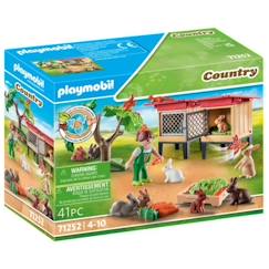 Jouet-Jeux d'imagination-PLAYMOBIL - 71252 - Country La Ferme - Enfant avec enclos et lapins