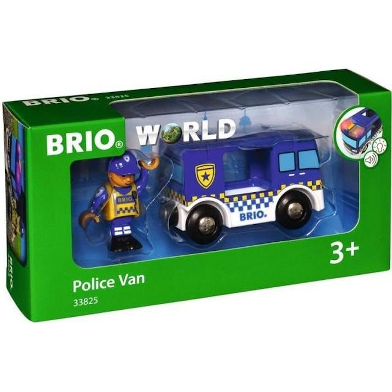 Brio World Camion De Police Son Et Lumière - Accessoire Son & Lumière Circuit De Train En Bois - Rav