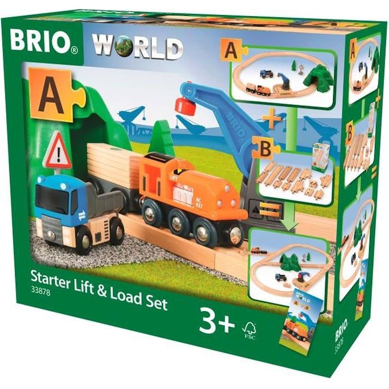 Brio World Circuit Transport De Fret - Coffret Complet 19 Pièces - Circuit De Train En Bois - Ravens