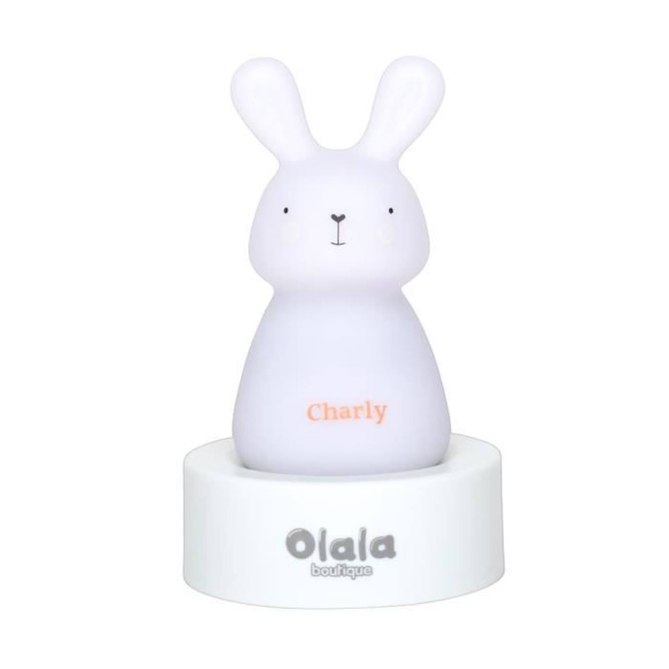Veilleuse Lapin «charly» De Olala® - Veilleuse Enfant Rechargeable Induction Lumière Douce Et Rassur