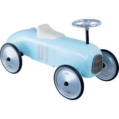 -Porteur voiture de course en métal - Vilac - Vintage bleu tendre - Pour enfant dès 18 mois