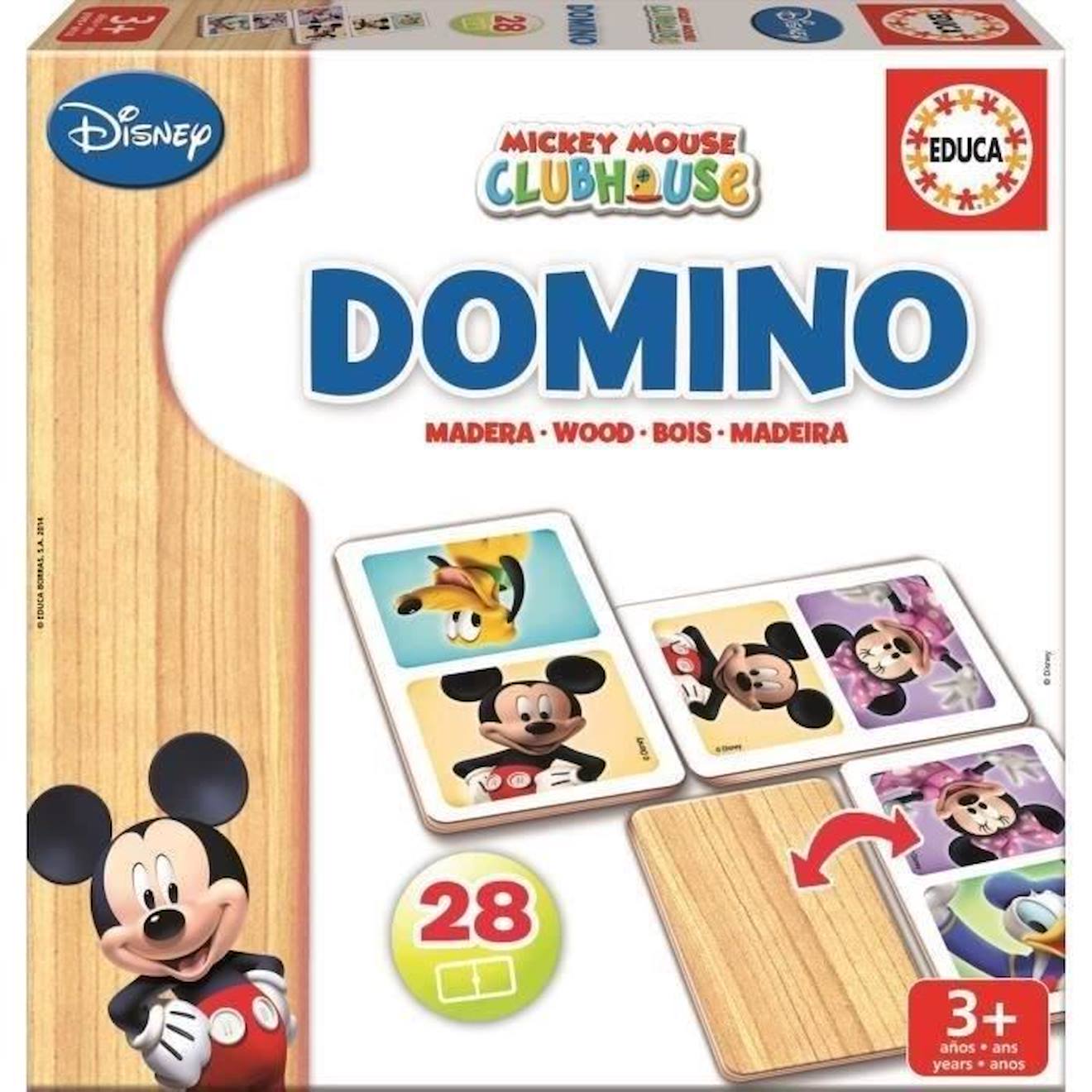 Jeu De Domino En Bois Mickey - Educa - Domino Bois Mickey - Mixte - Enfant - Multicolore Beige