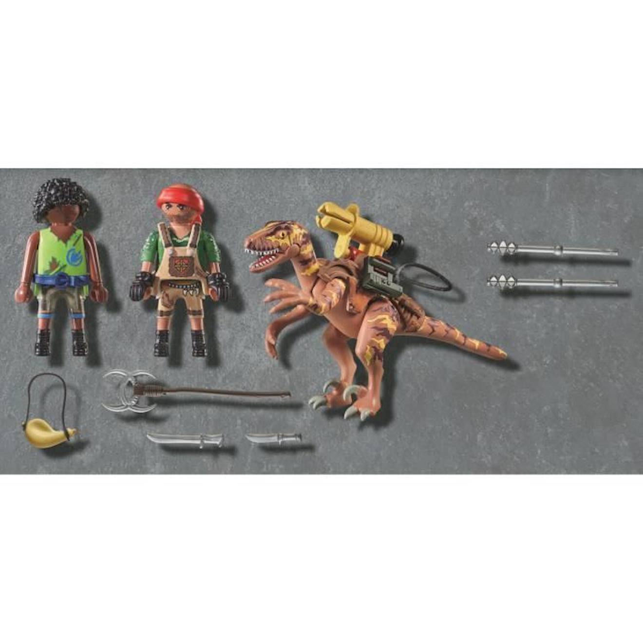 PLAYMOBIL - Dino Rise - Deinonychus et guerriers - Multicolore - 20 pièces  - Enfant 5 ans et plus bleu - Playmobil