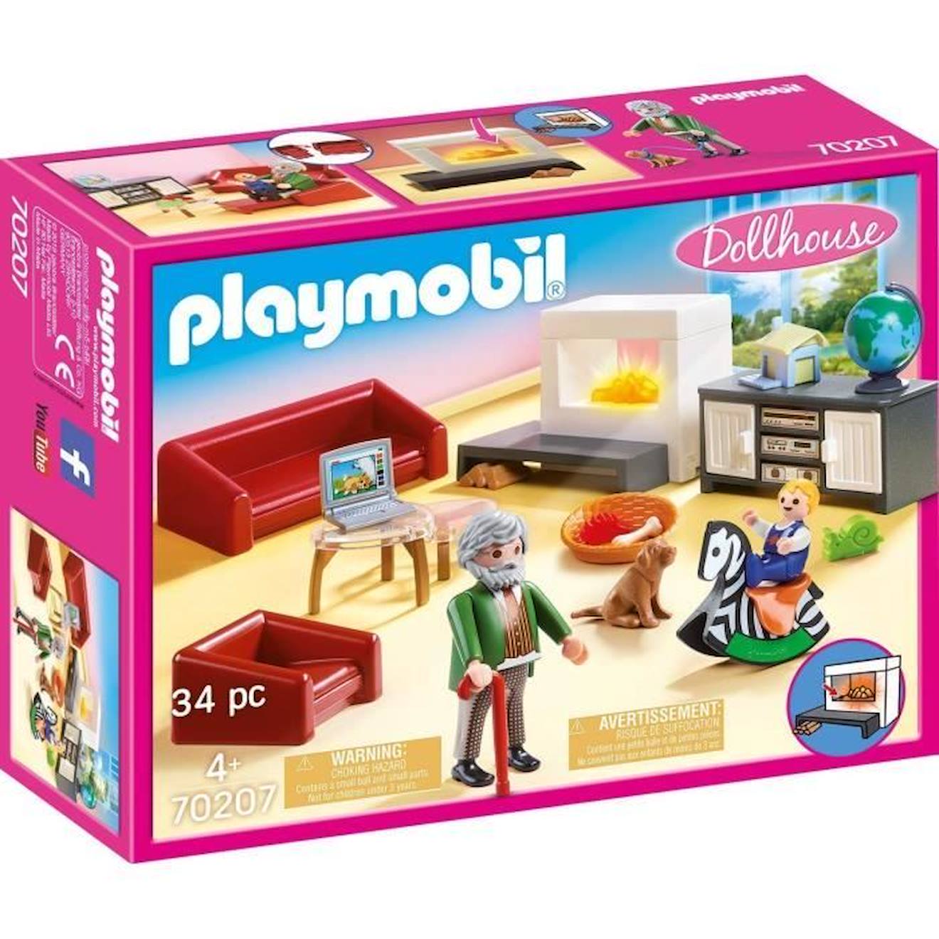 Playmobil - 70207 - Dollhouse La Maison Traditionnelle - Salon Avec Cheminée Rouge