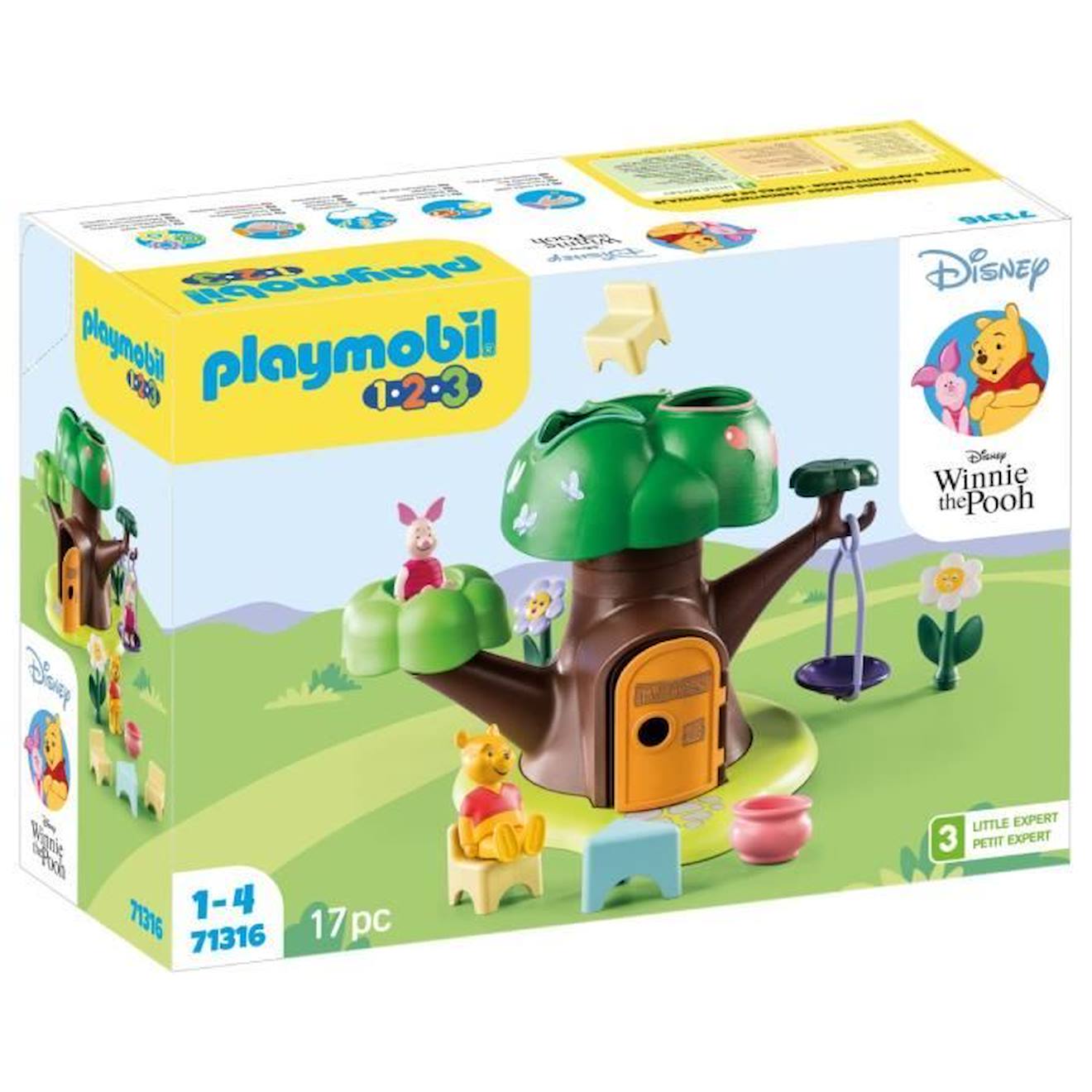 Playmobil 1.2.3 - 71316 - Winnie L'ourson Et Porcinet Avec Cabane - Disney Bleu