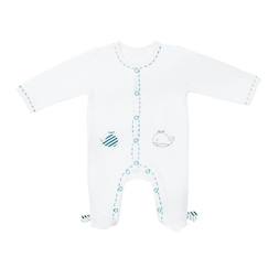 -Pyjama bébé - Sauthon - Blue Baleine - Velours - Taille naissance - Blanc/bleu