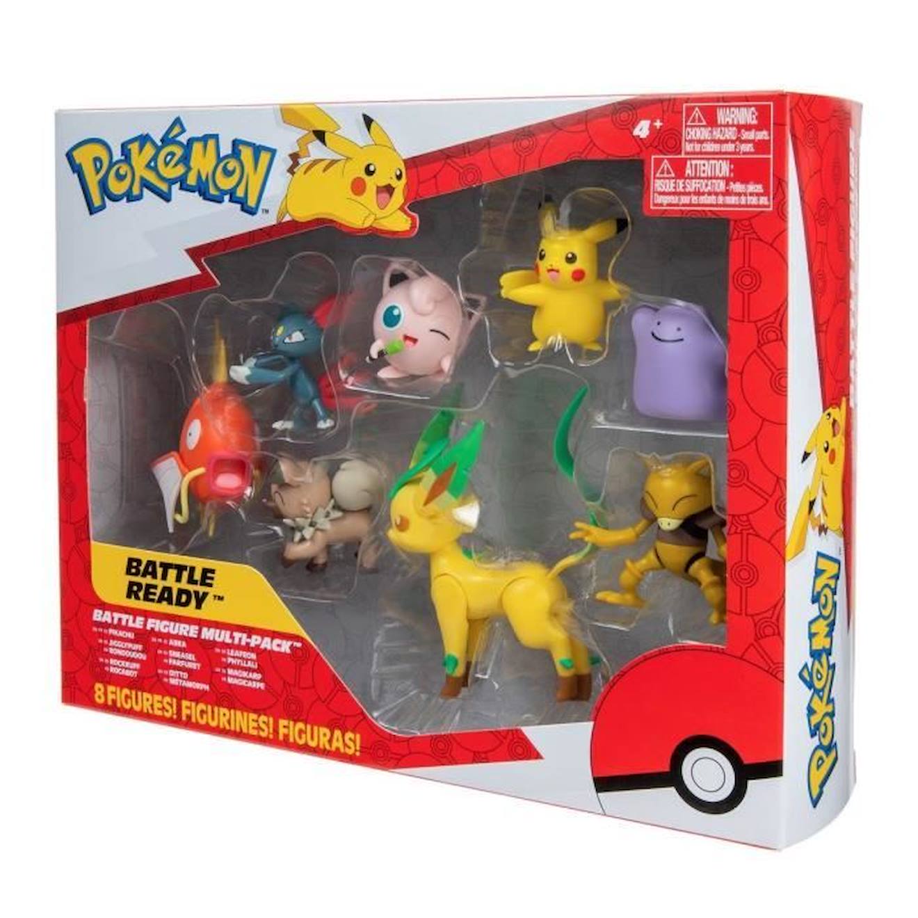 8 Figurines Bandai - Pokémon - Pikachu, Rondoudou, Rocabot, Abra, Farfuret, Métamorph, Phyllali Et M