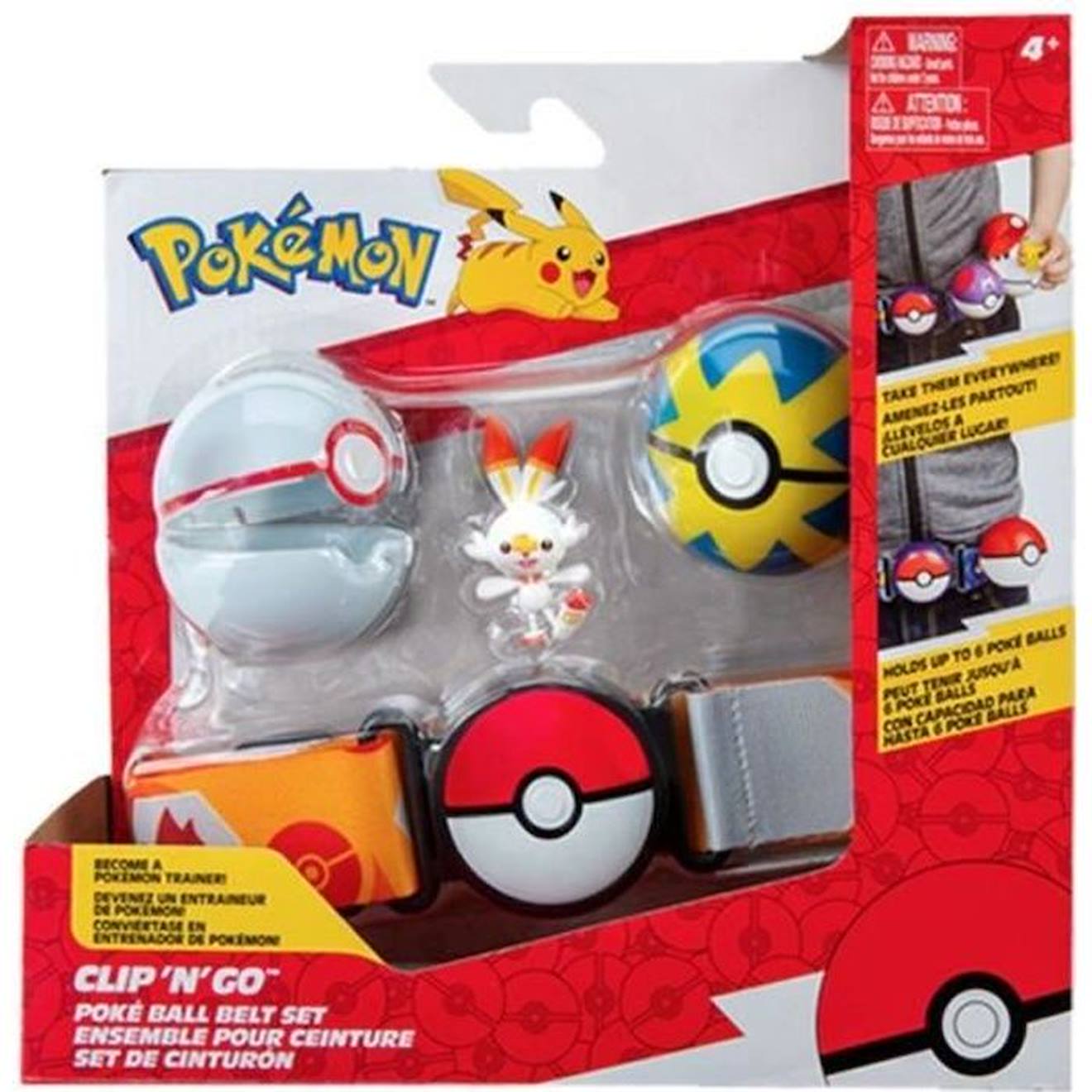 Ceinture Clip 'n' Go Bandai - Pokémon - Flambino - 1 Quick Ball, 1 Premier Ball Et 1 Figurine 5 Cm B