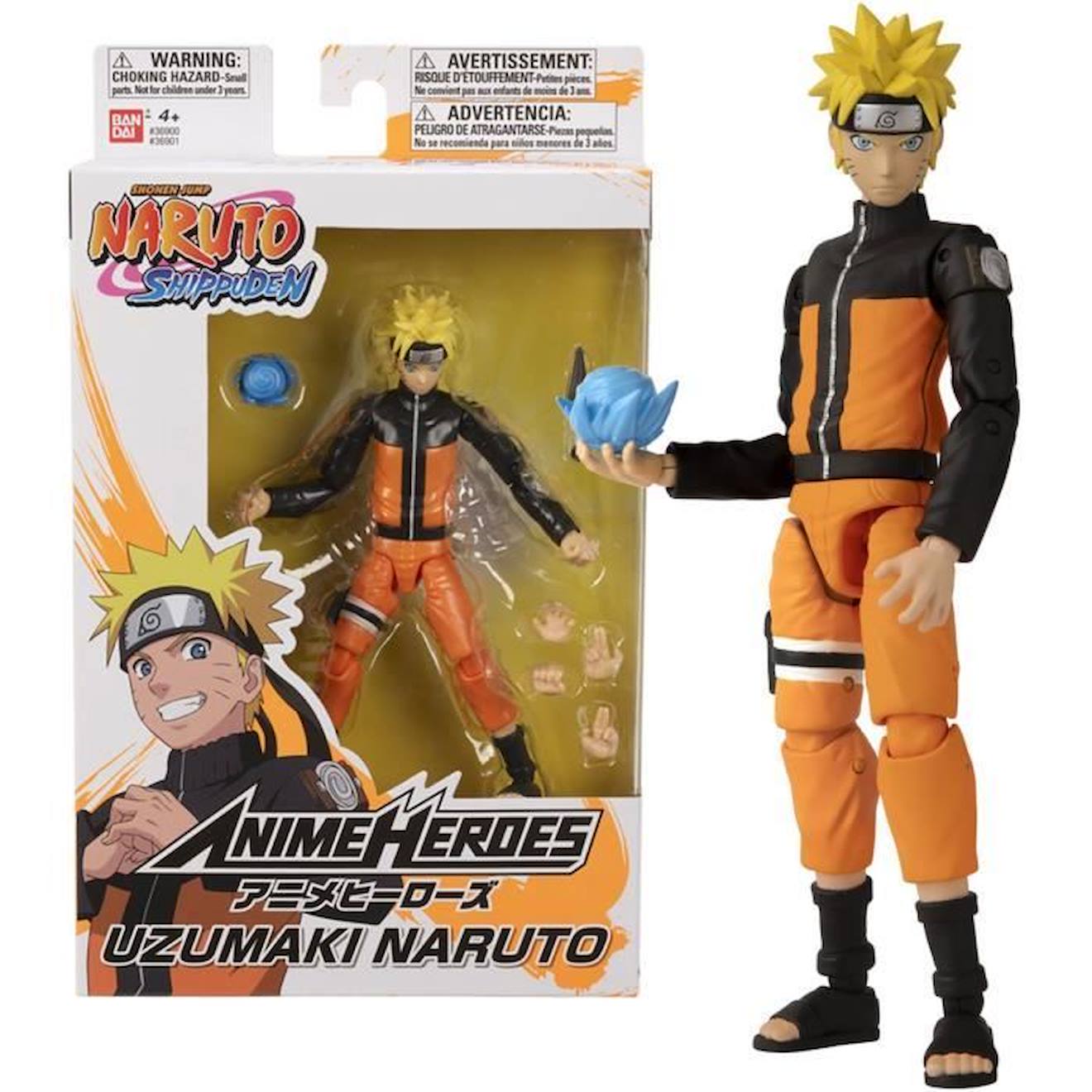 Figurine Anime Heroes Naruto Uzumaki 17 Cm - Bandai - Collectionnez Toutes Les Figurines Anime Heroe