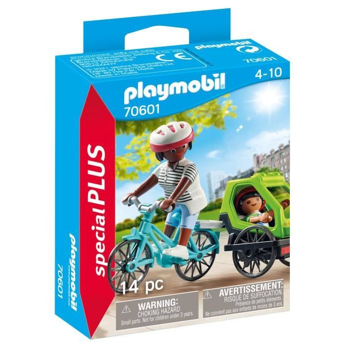 Playmobil - 70601 - Cyclistes Maman Et Enfant - Bleu - Plastique - Mixte Bleu