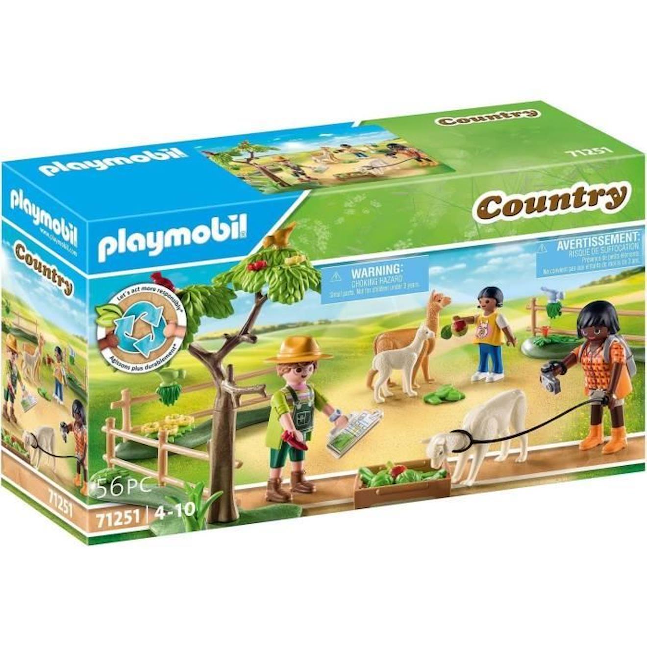 Playmobil - 71251 - Country La Ferme - Enclos À Alpagas Et Randonneurs Bleu