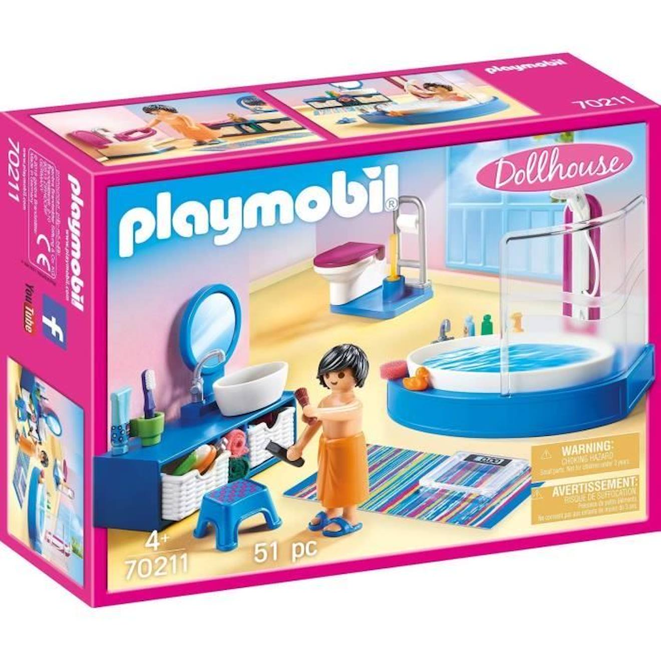 Playmobil - 70211 - Dollhouse La Maison Traditionnelle - Salle De Bain Avec Baignoire Orange