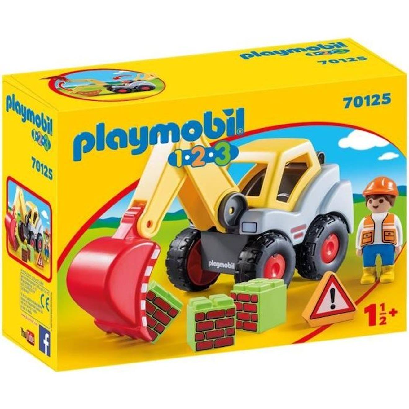 Pelleteuse Playmobil 1.2.3 - Modèle: Pelleteuse - Couleur: Jaune - Pour Enfant De 18 Mois Et Plus Ja