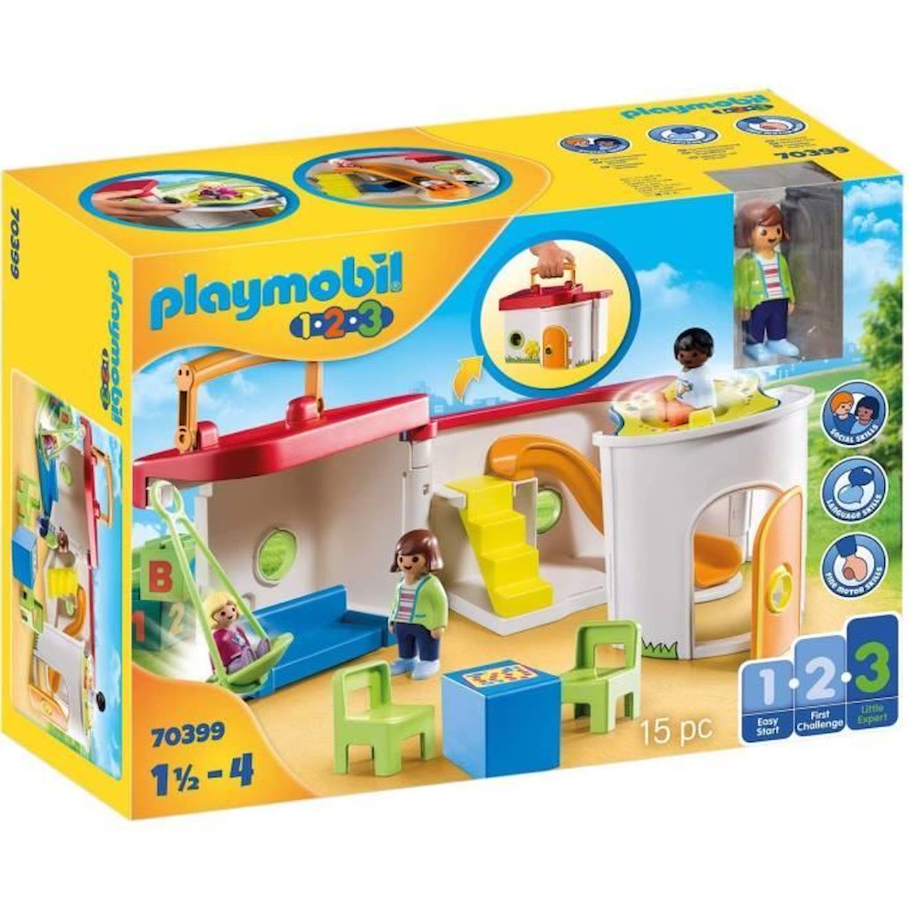 Playmobil - Garderie Transportable - Bleu - Playmobil 1.2.3 - Pour Enfant De 18 Mois Et Plus Bleu