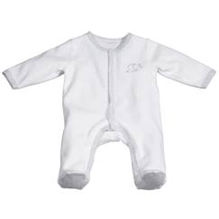 -Pyjama bébé - Sauthon - Céleste - Velours - Blanc - Manches longues