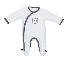 -Pyjama bébé - Sauthon - Chao Chao - Velours blanc/noir - Taille naissance - Oeko-tex Standard 100