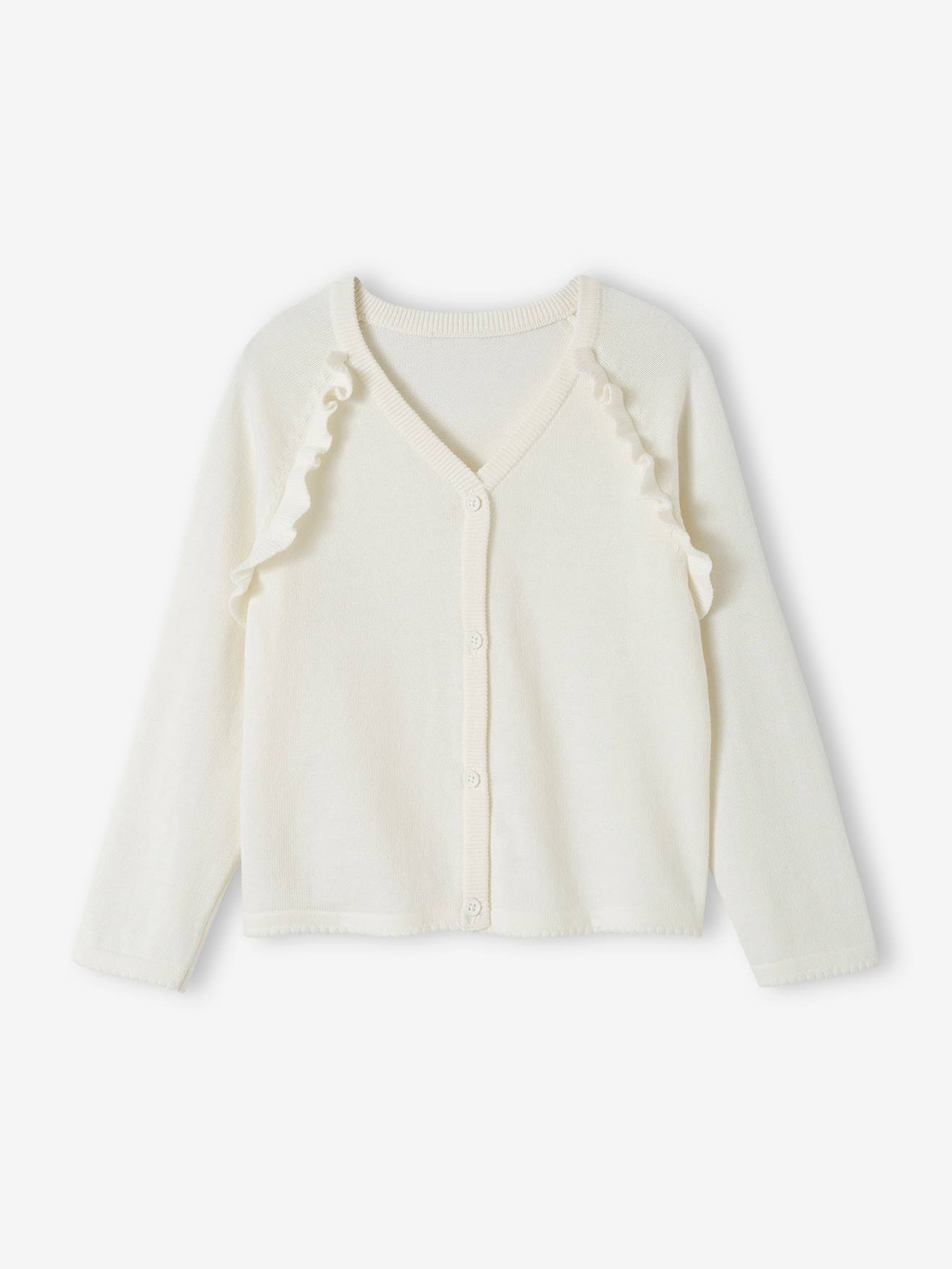 Gilet fille à volants cérémonie écru