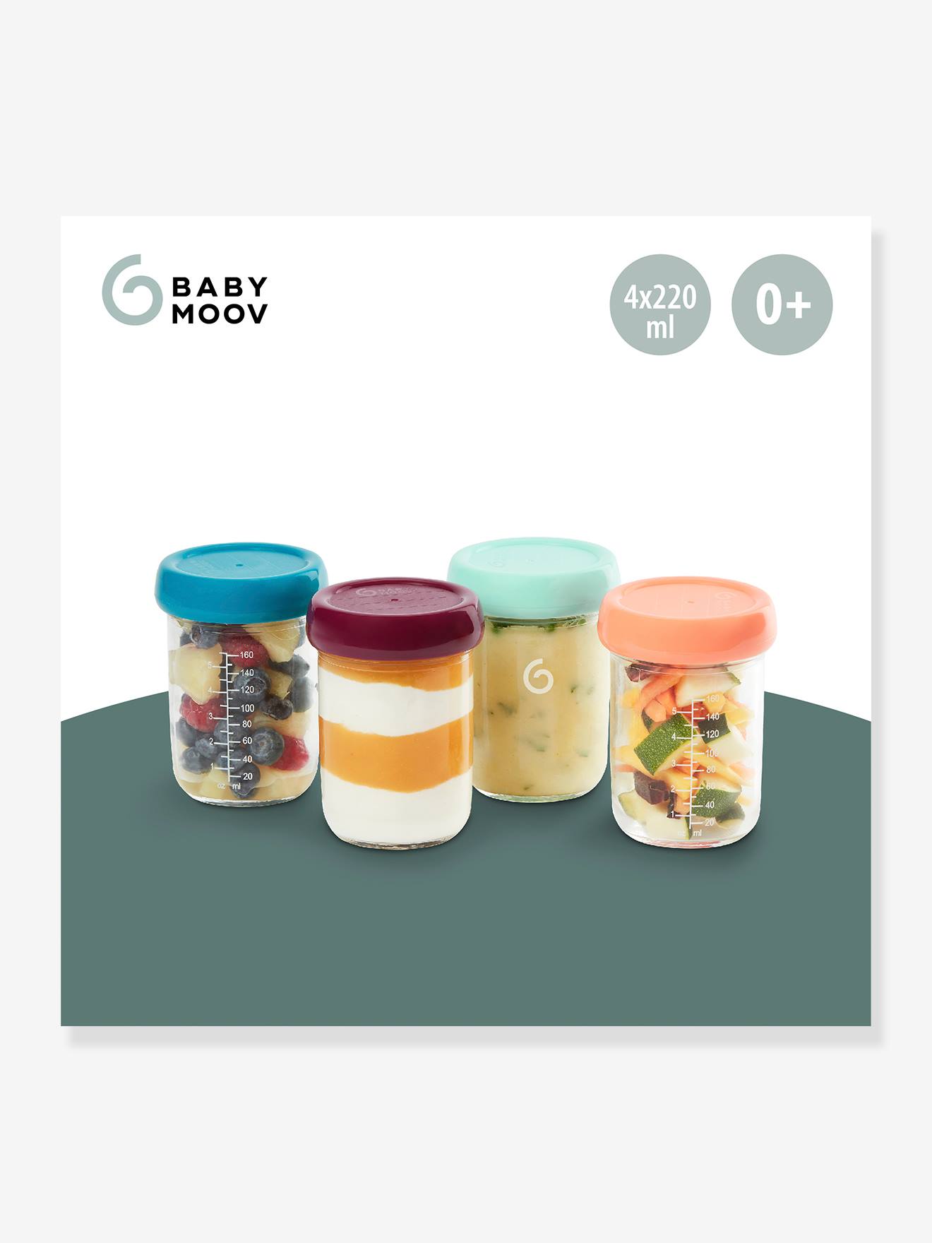 4 babybols en verre (220 ml) multicolore (Babymoov) - Image 1