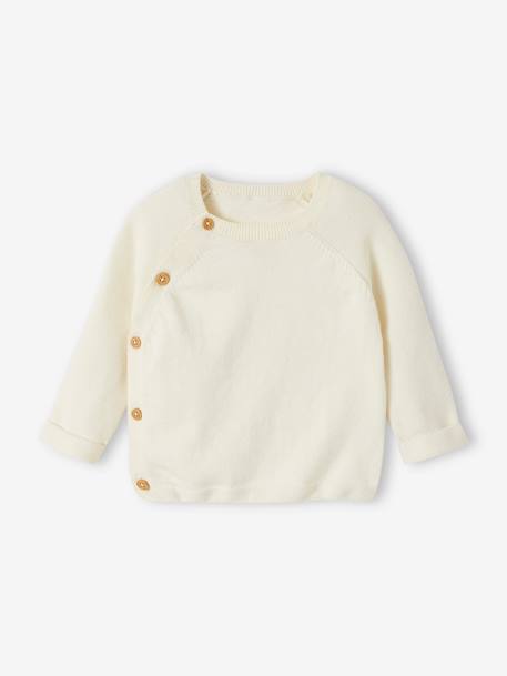 Vertbaudet - Pull bébé en tricot ouverture naissance écru