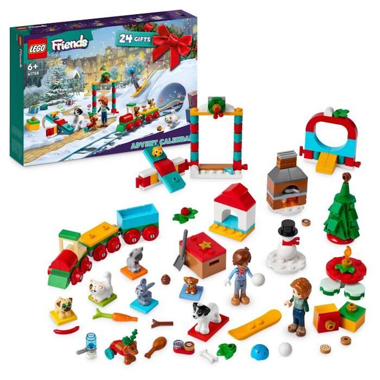Lego® Friends - Calendrier De L’avent 2023 - 24 Cadeaux Dont 8 Figurines D'animaux - Cadeau Noël Rou
