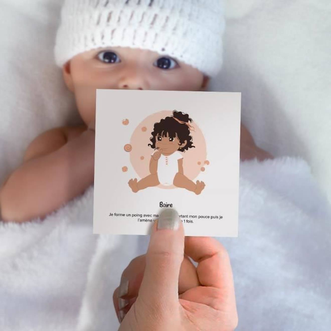 Cartes Bébé Signe - Mes Repas - L'atelier Gigogne - Apprendre À Signer Avec Bébé Blanc