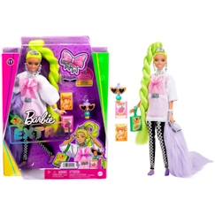 Jouet-Poupée Barbie Extra - BARBIE - Natte Vert Fluo - Style Glamour - Accessoires Mode