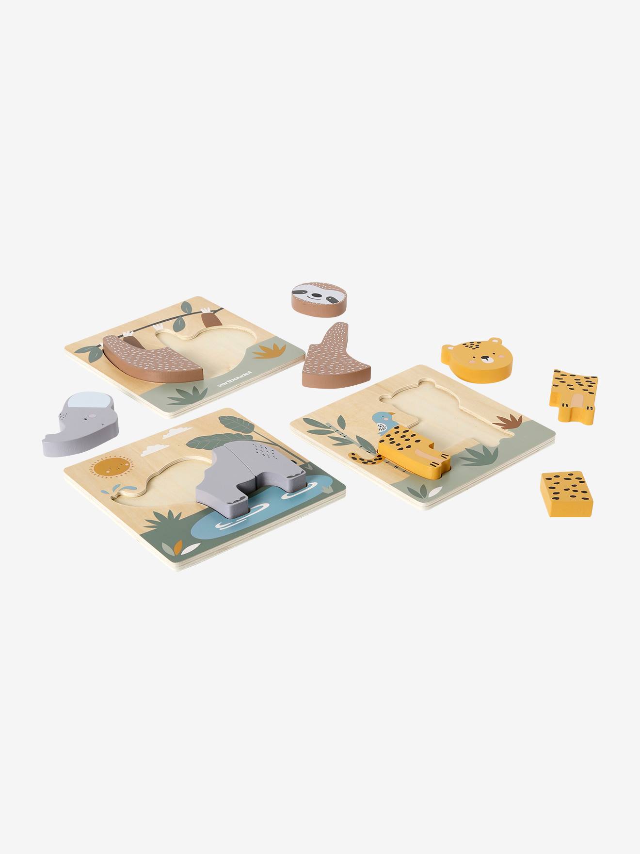 Lot de 3 puzzles chunky en bois FSC® - Tanzanie jaune (Vertbaudet) - Image 2