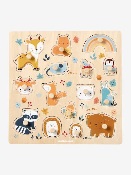 Vertbaudet - Puzzle bouton Les amis de la forêt en bois FSC® orange