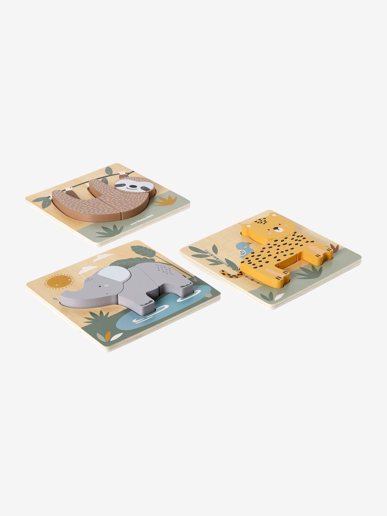 Lot de 3 puzzles chunky en bois FSC® - Tanzanie jaune (Vertbaudet) - Image 1