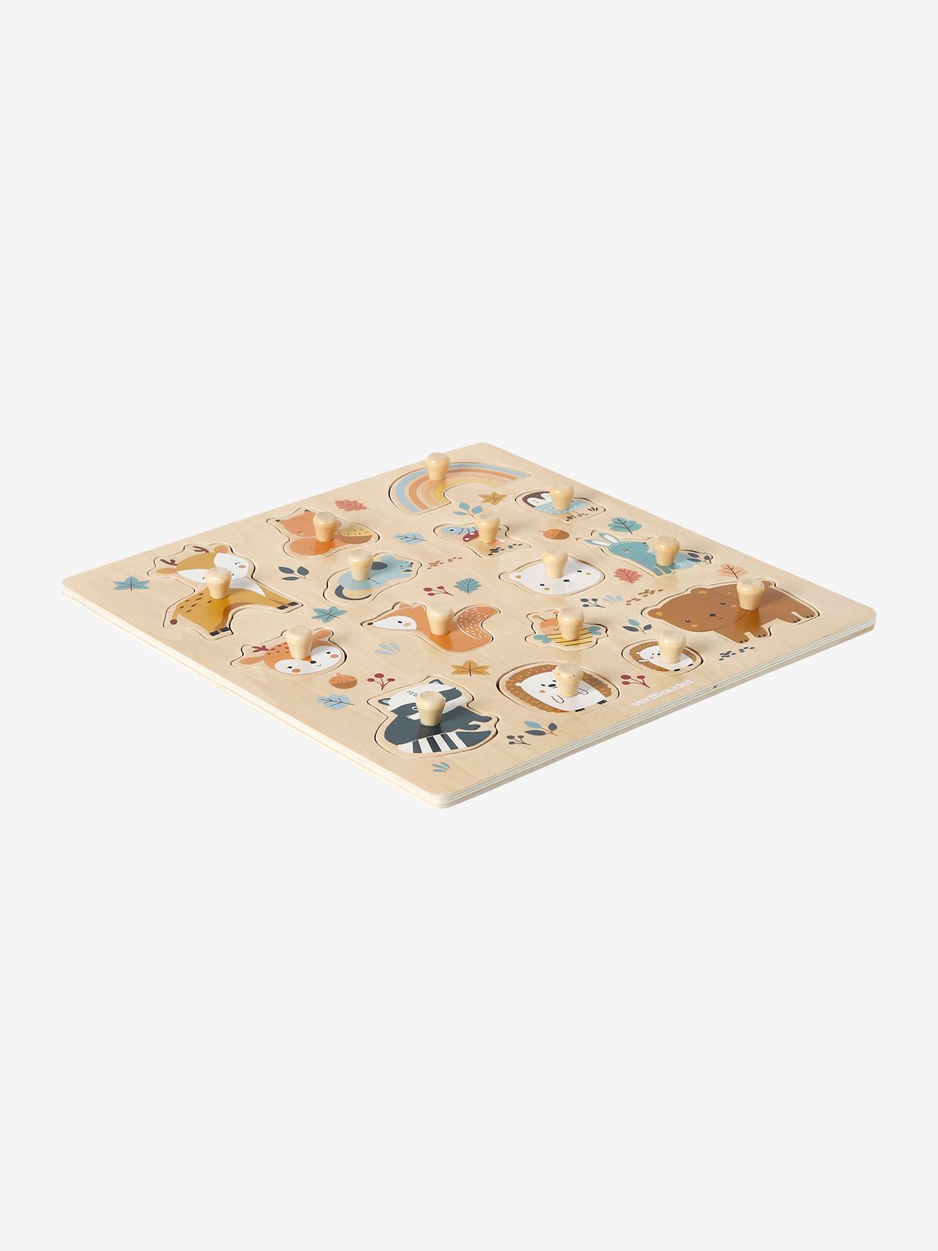 Puzzle bouton Les amis de la forêt en bois FSC® orange (Vertbaudet) - Image 1