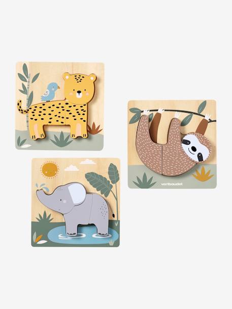 Vertbaudet - Lot de 3 puzzles chunky en bois FSC® - Tanzanie jaune